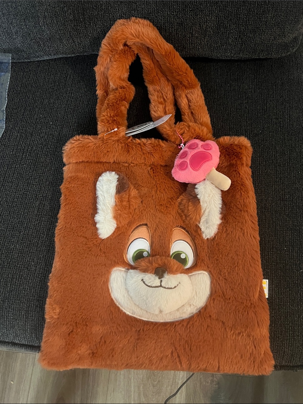 Disney Brown Plush Bunny Tote with Pink Paw Charm